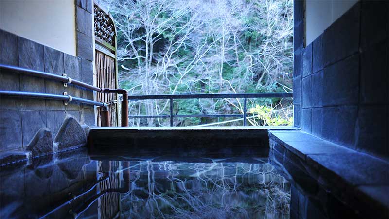 Open air hot bath onsen